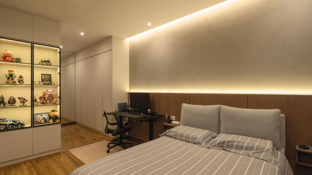 Contemporary Bedroom with Ceiling Light and Wardrobe