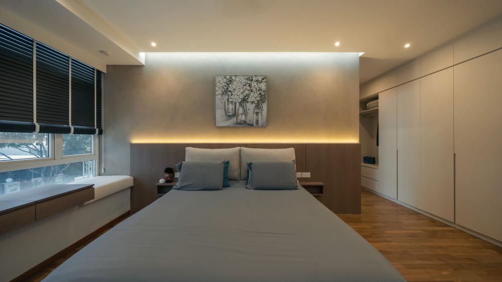 Contemporary Bedroom with Wardrobe and Built-in Bed