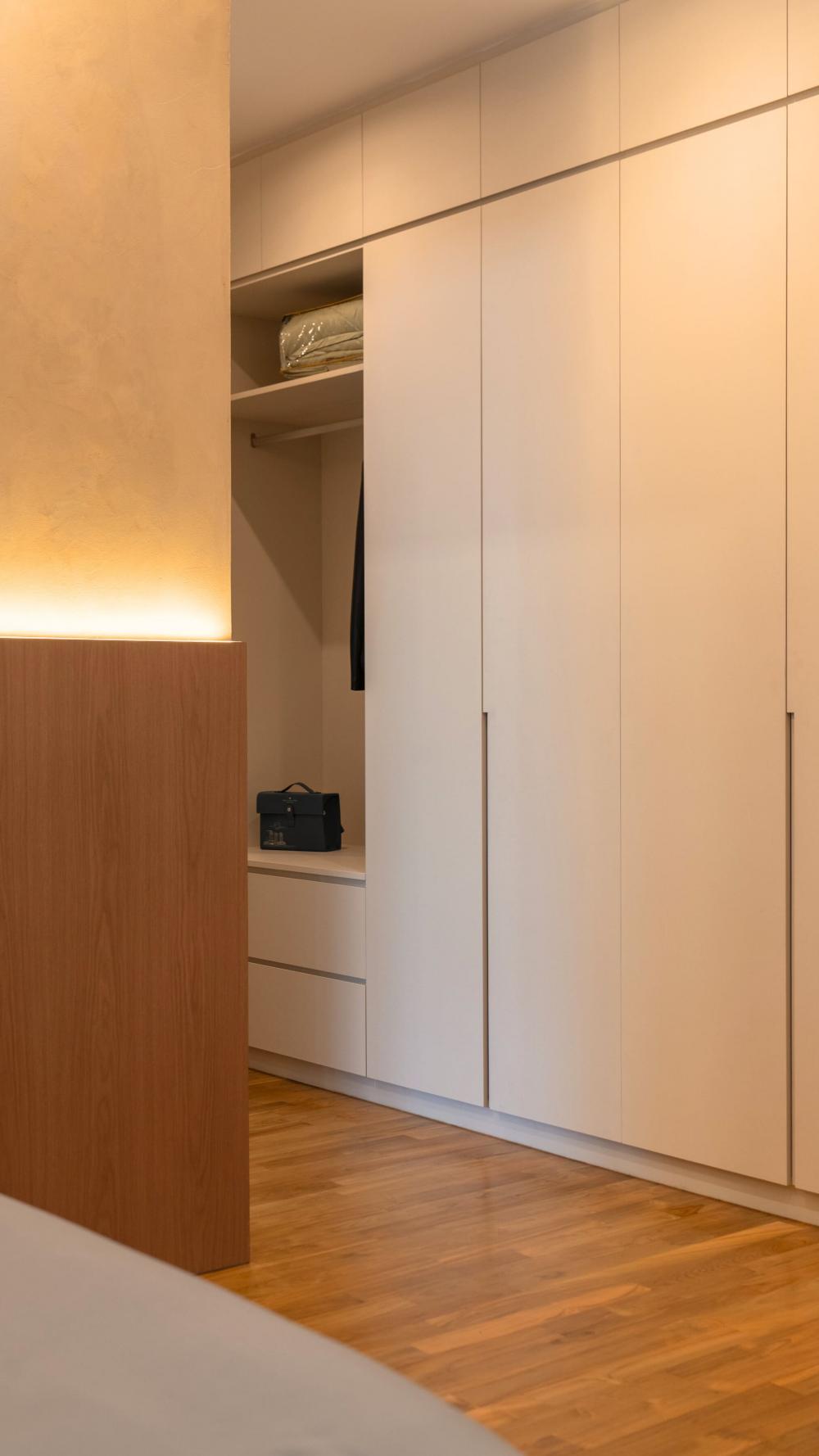 Contemporary Bedroom with Drop Ceiling and Built-in Bed