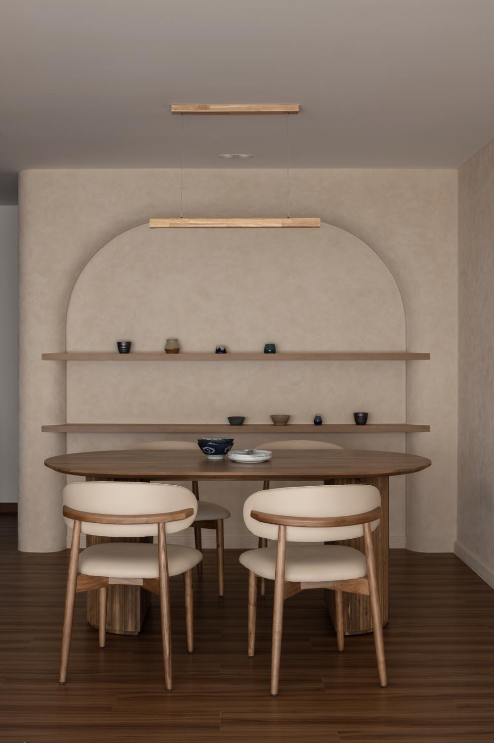 Asian Dining Room with Dining Table and Dining Chairs