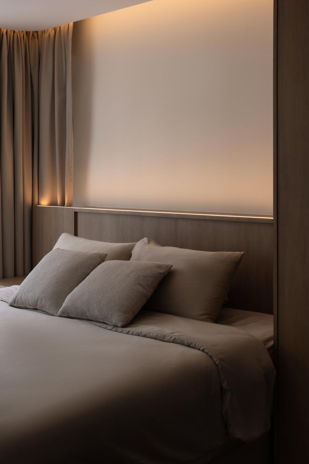 Asian Bedroom with Cove Lighting and Wardrobe
