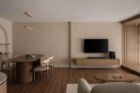 Asian Dining Room at A Japandi-style HDB flat with curves