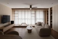 Asian Living Room at A Japandi-style HDB flat with curves