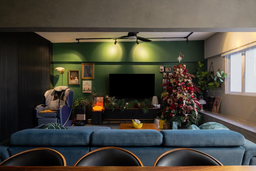 Industrial Living Room with TV Console and Wood TV Console