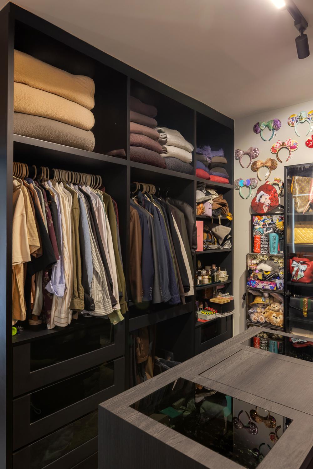 Industrial Bedroom with Wood Flooring and Wardrobe