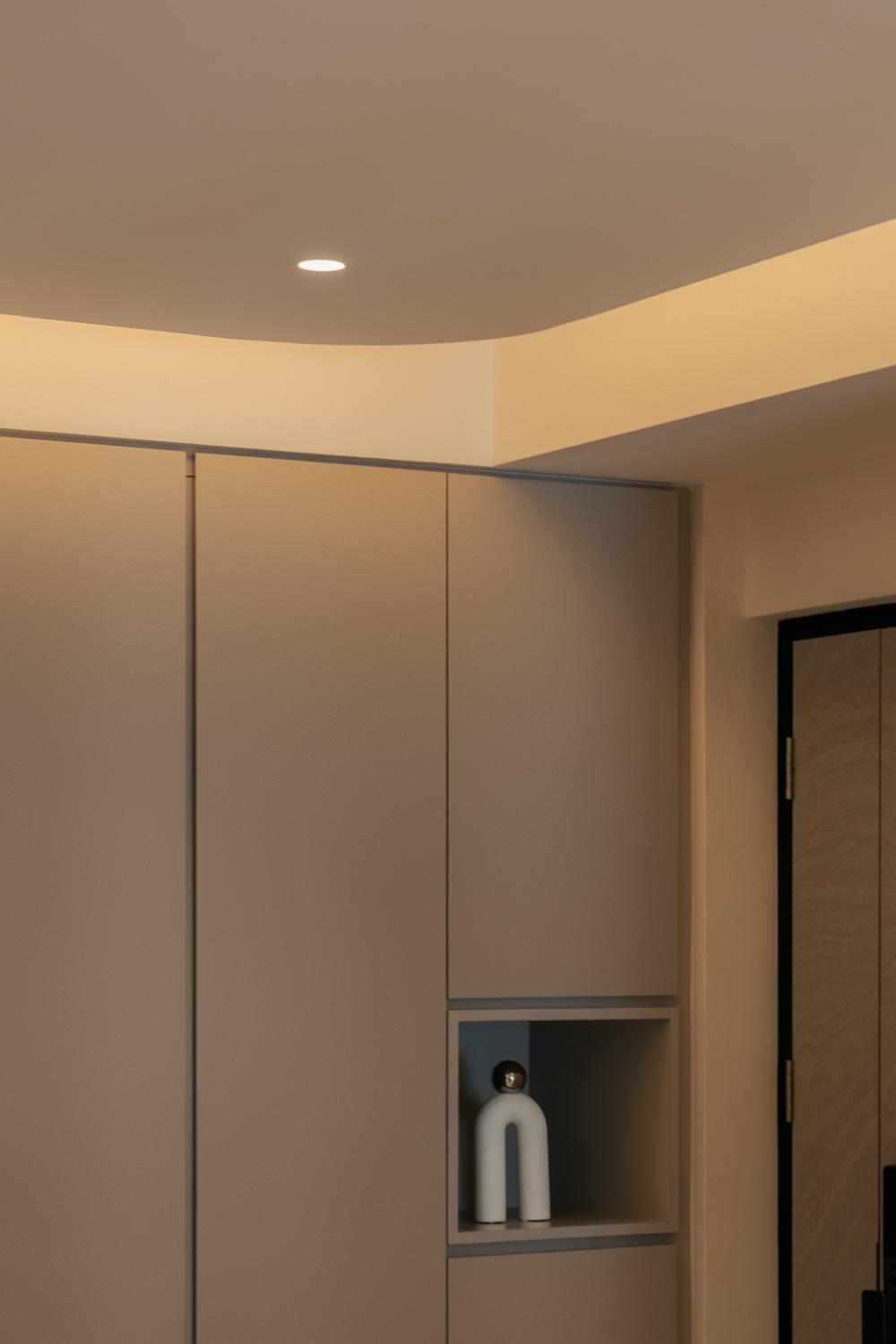 Modern Foyer with Artwork and Planters