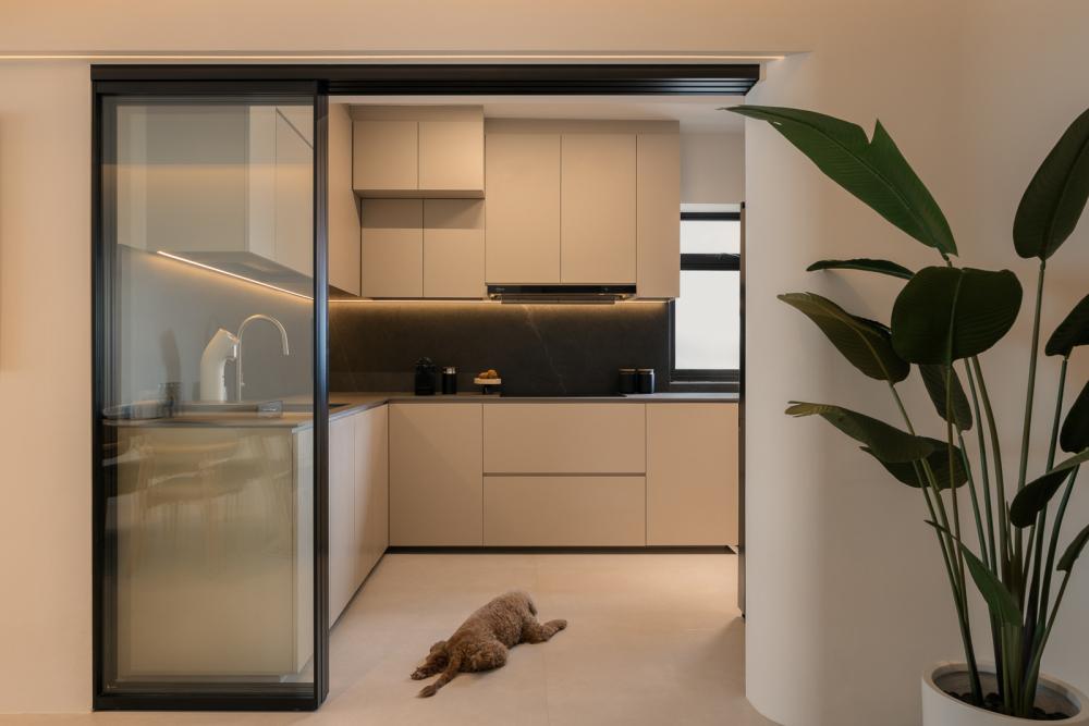 Modern Kitchen with Countertop and Kitchen Window