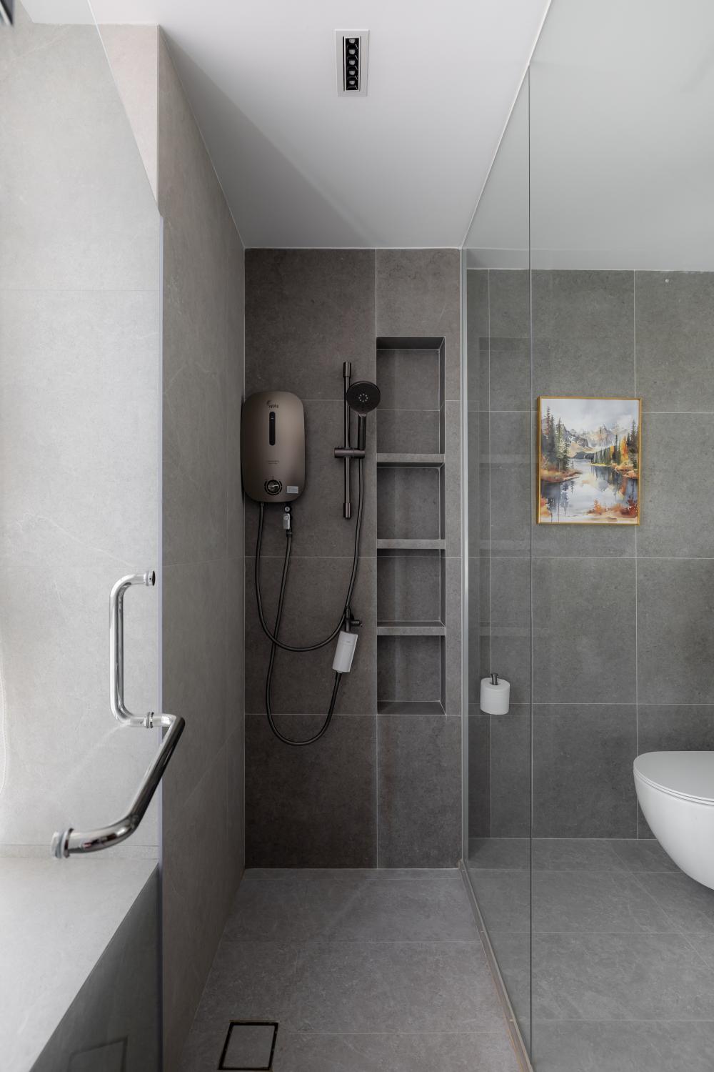 Modern Bathroom with Shower Screen and Showers
