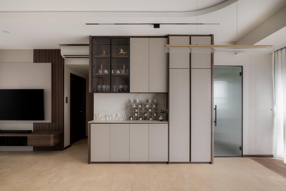 Modern Hallway with Storage Cabinets and Display Cabinets
