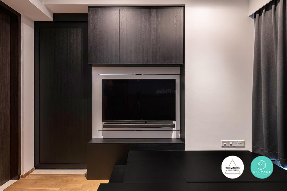 Contemporary Bedroom with TV and Storage Cabinets