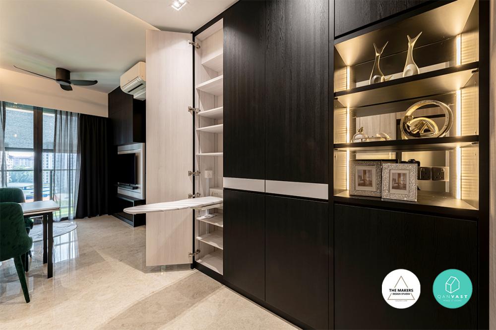 Contemporary Hallway with Storage Cabinets and Display Cabinets