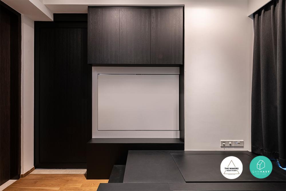Contemporary Bedroom with TV Console and Storage Cabinets