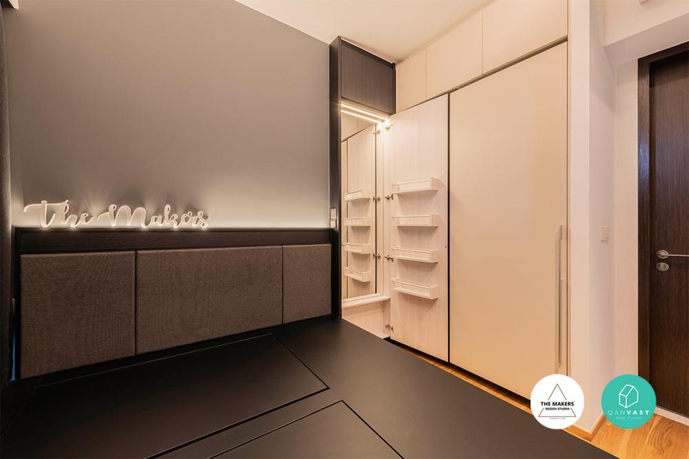 Contemporary Bedroom with Mirror and Lighting