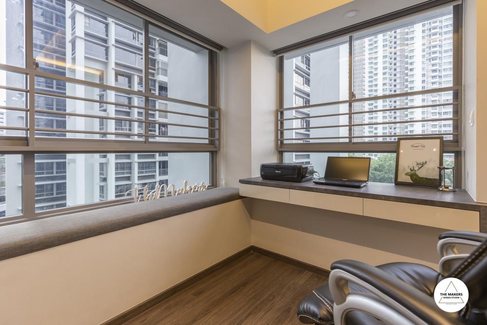 Contemporary Workstation with Desk and Desk Chairs