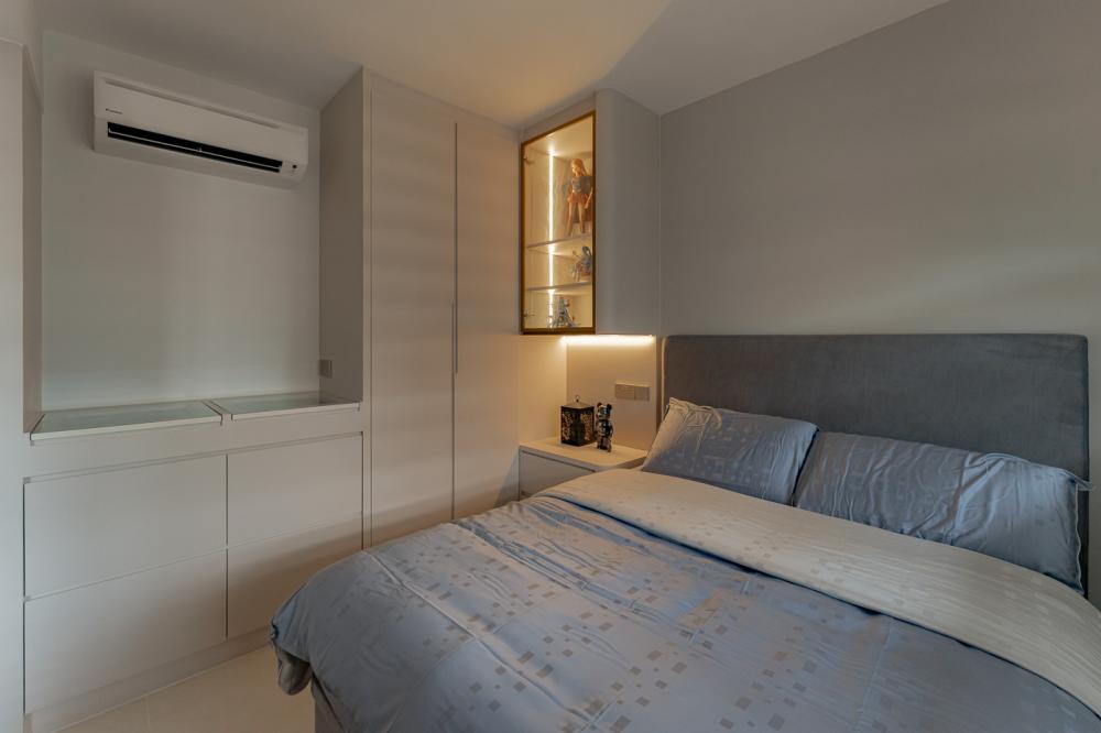 Modern Bedroom with Bedside Table and Lighting