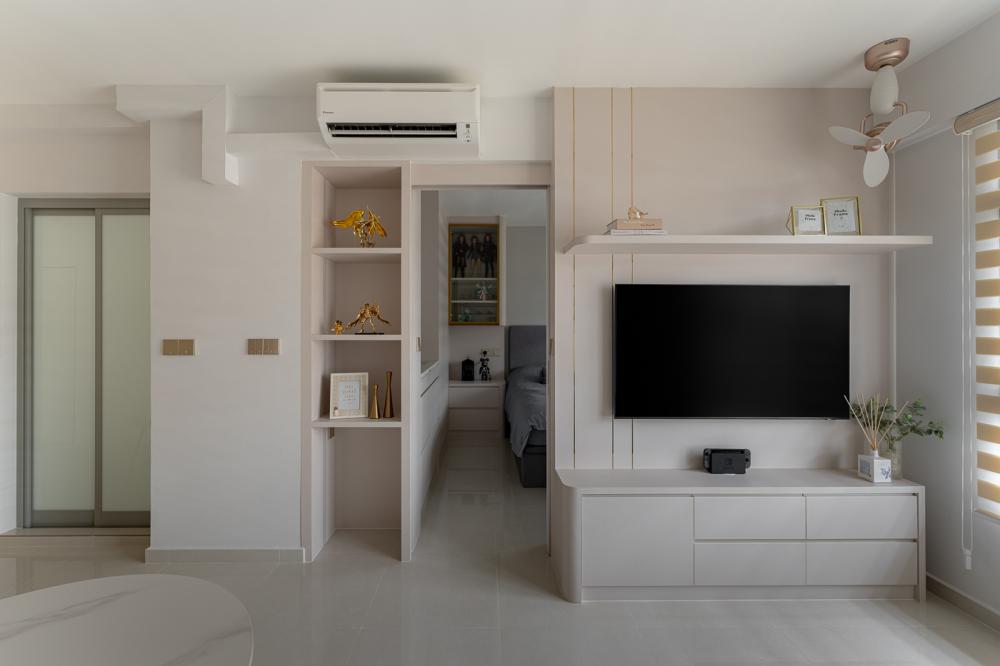 Modern Living Room with TV Console and Display Cabinets