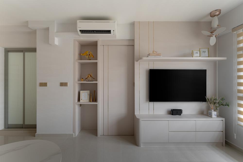 Modern Living Room with TV and Display Cabinets