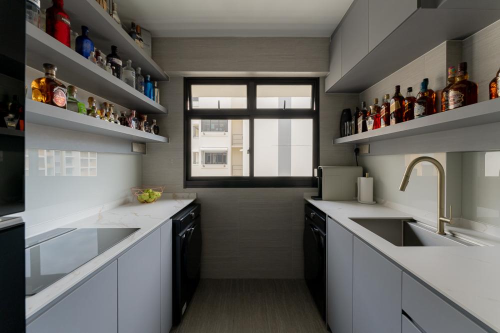 Modern Kitchen with Countertop and Kitchen Window