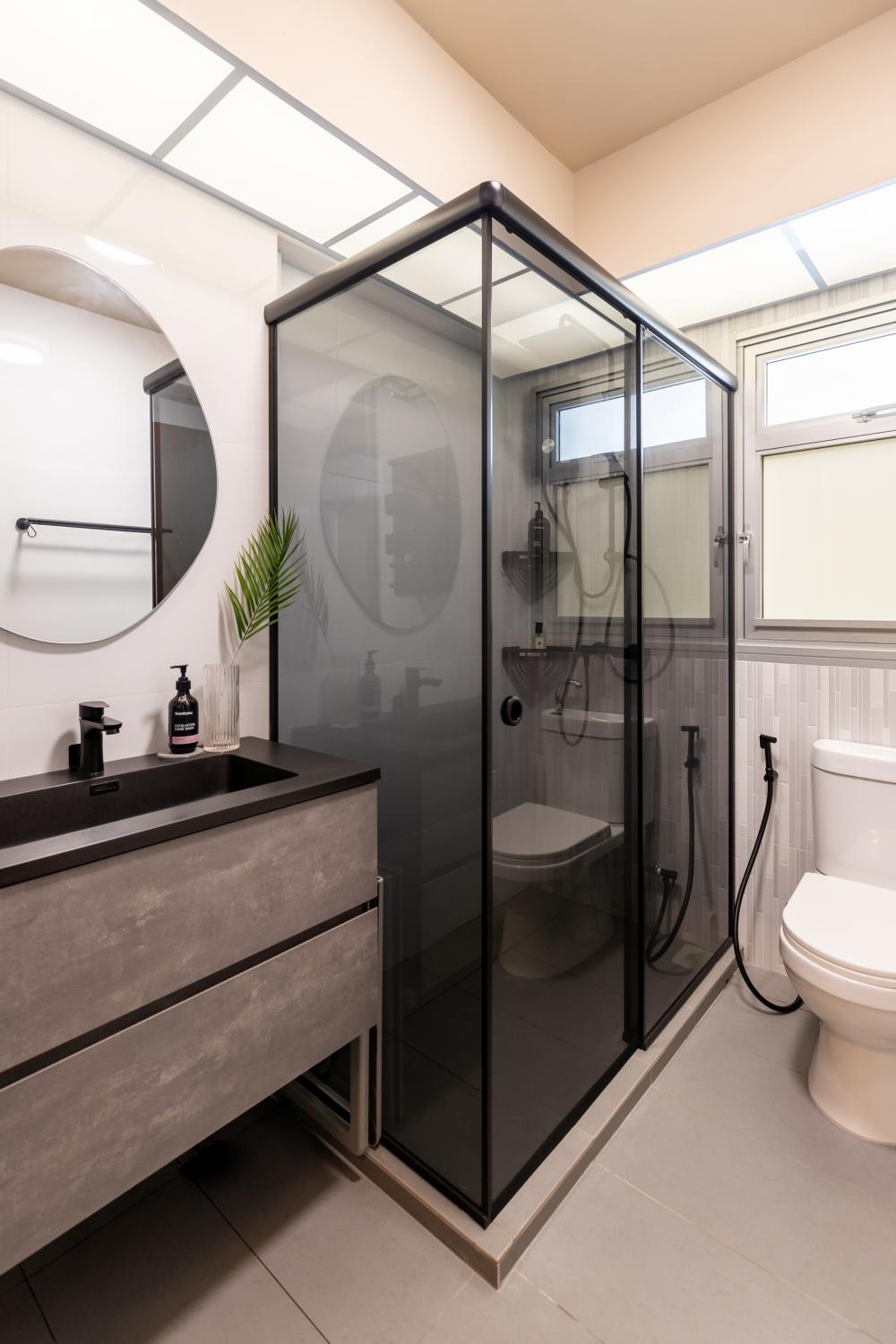 Scandinavian Bathroom with Countertop and Bathroom Accessories