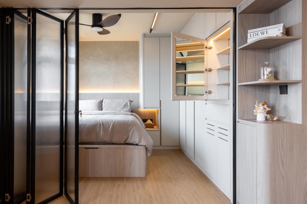 Scandinavian Bedroom with Lighting and LED Strip