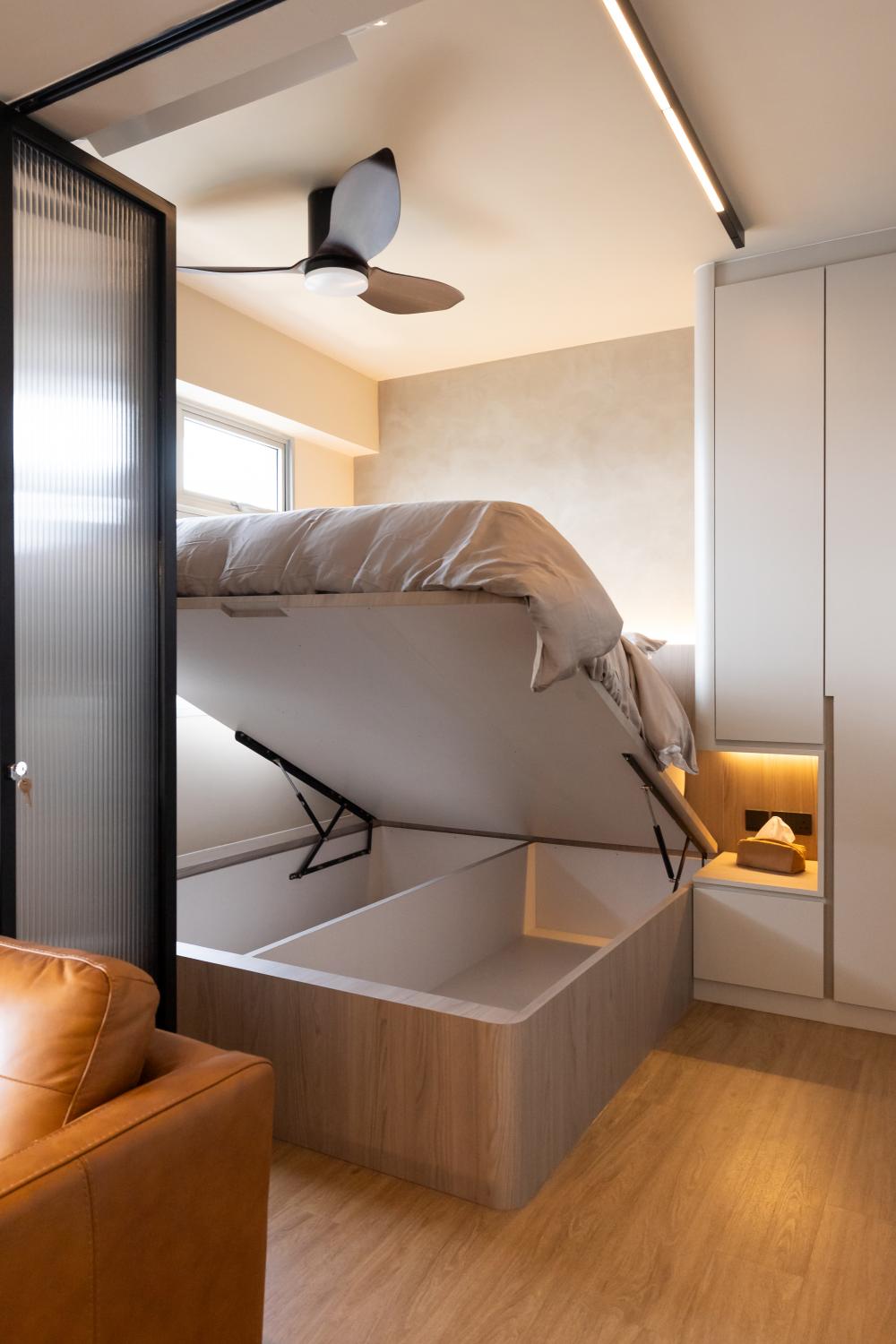 Scandinavian Bedroom with Wardrobe and Lighting