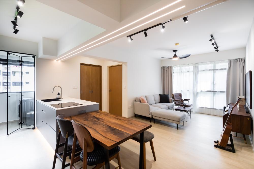 Modern Living Room with Sofa and Dining Table