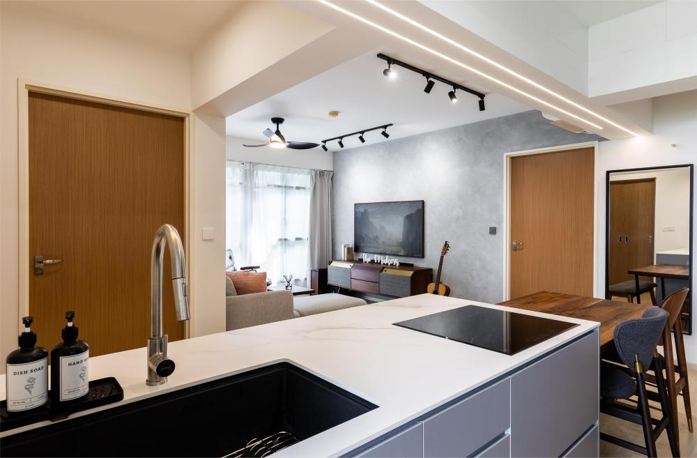 Modern Kitchen with Countertop and Kitchen Cabinets