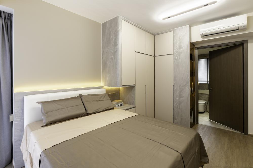 Modern Bedroom with Bedside Table and Bed