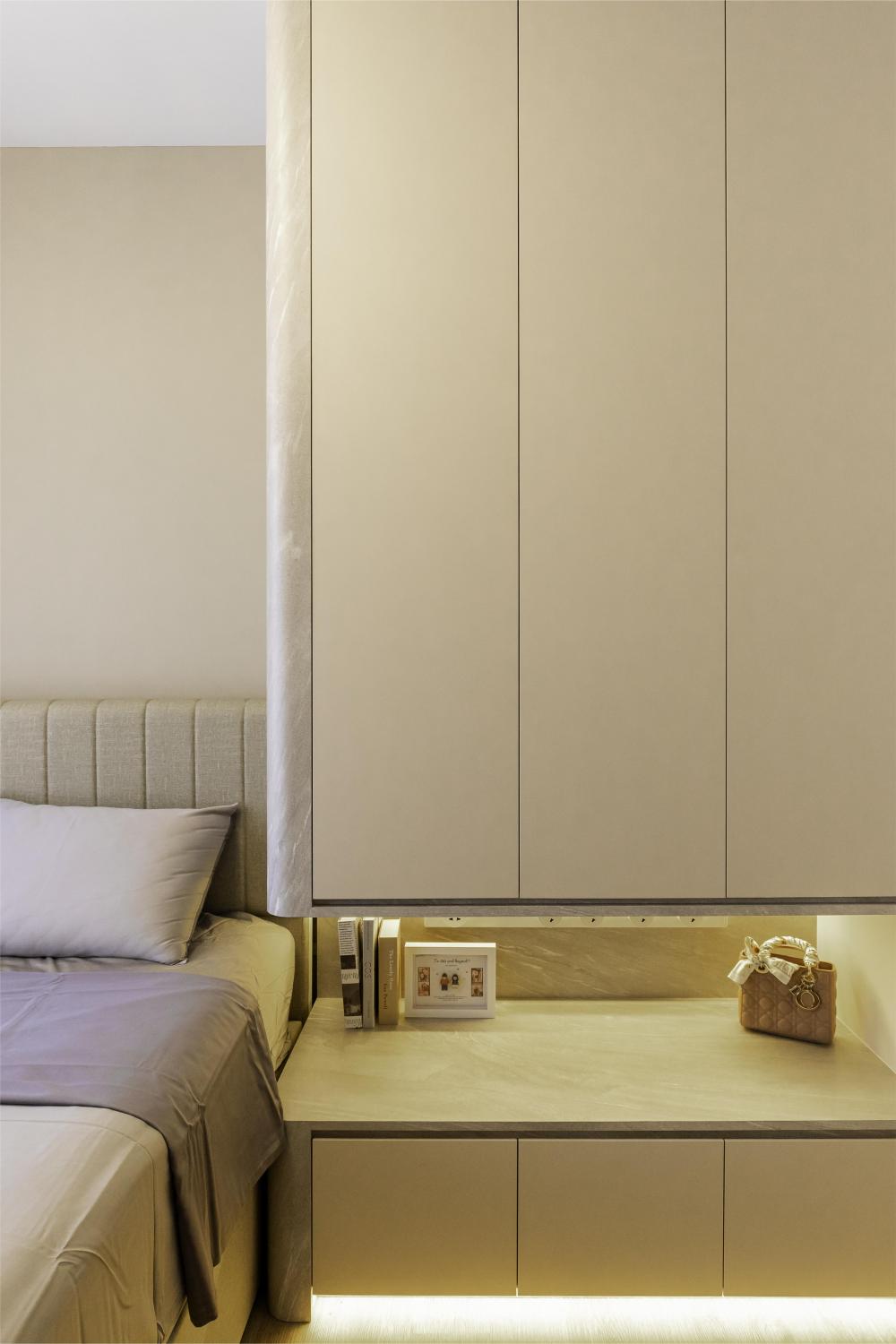 Modern Bedroom with Bedside Table and Lighting