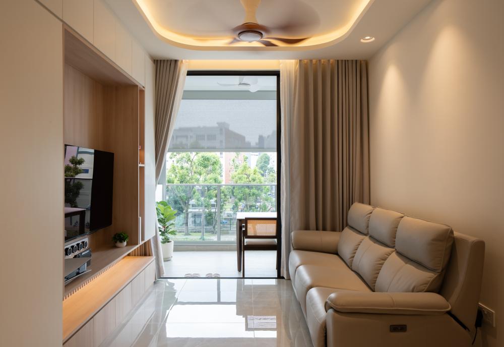 Modern Living Room with TV Console and Sofa