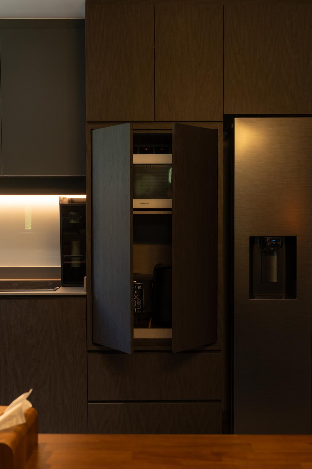 Industrial Kitchen with Countertop and Refrigerator