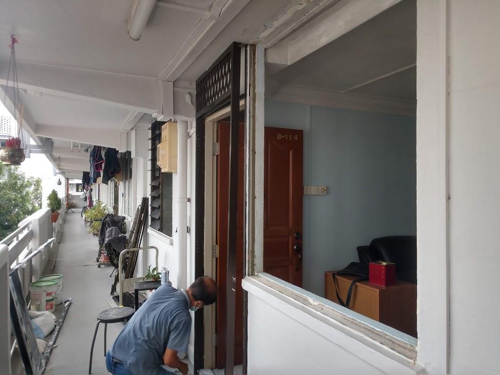 Asian Living Room with Doors and Wood Doors