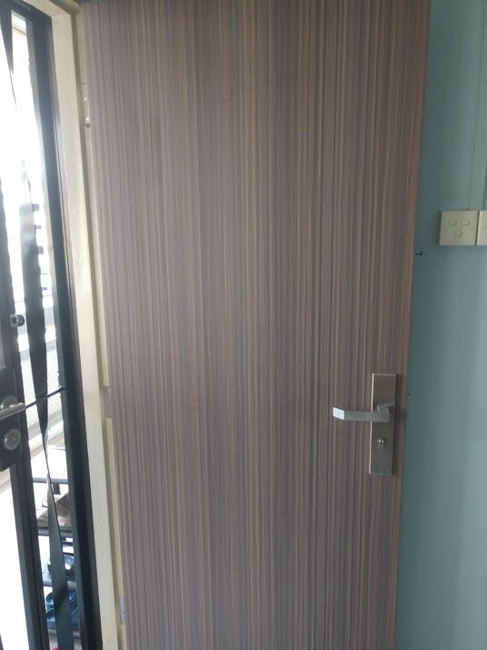 Asian Living Room with Doors and Wood Doors