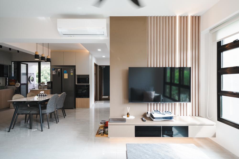 Modern Living Room with Settee and Homogeneous Tiles