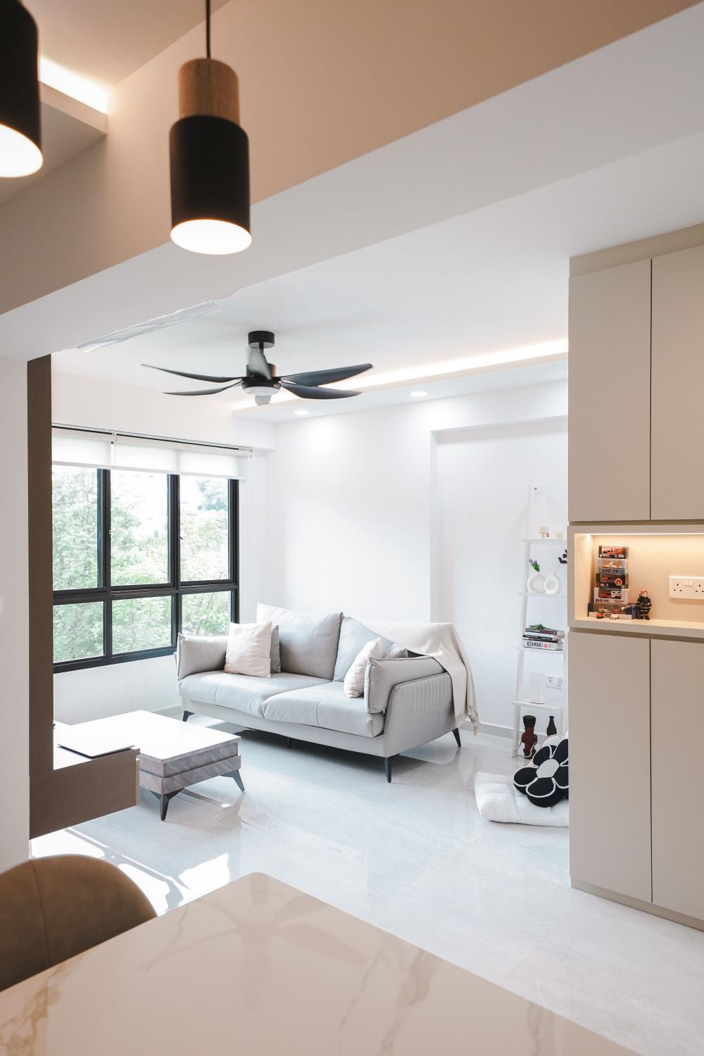 Modern Living Room with TV Console and Downlights