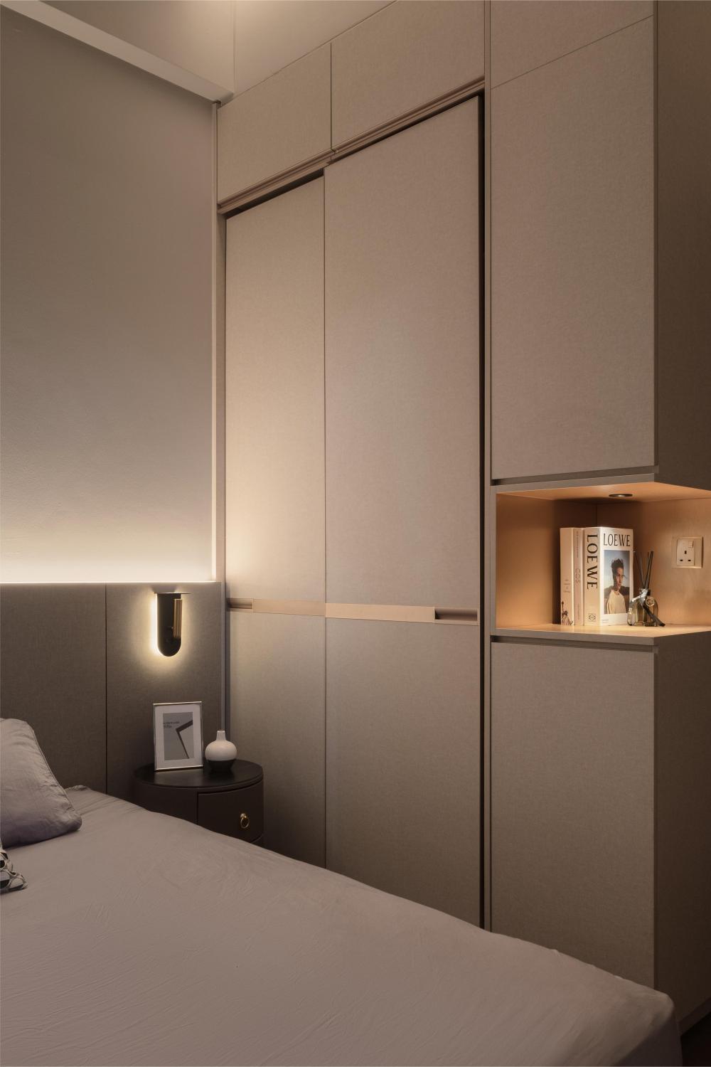 Modern Bedroom with Wardrobe and Lighting