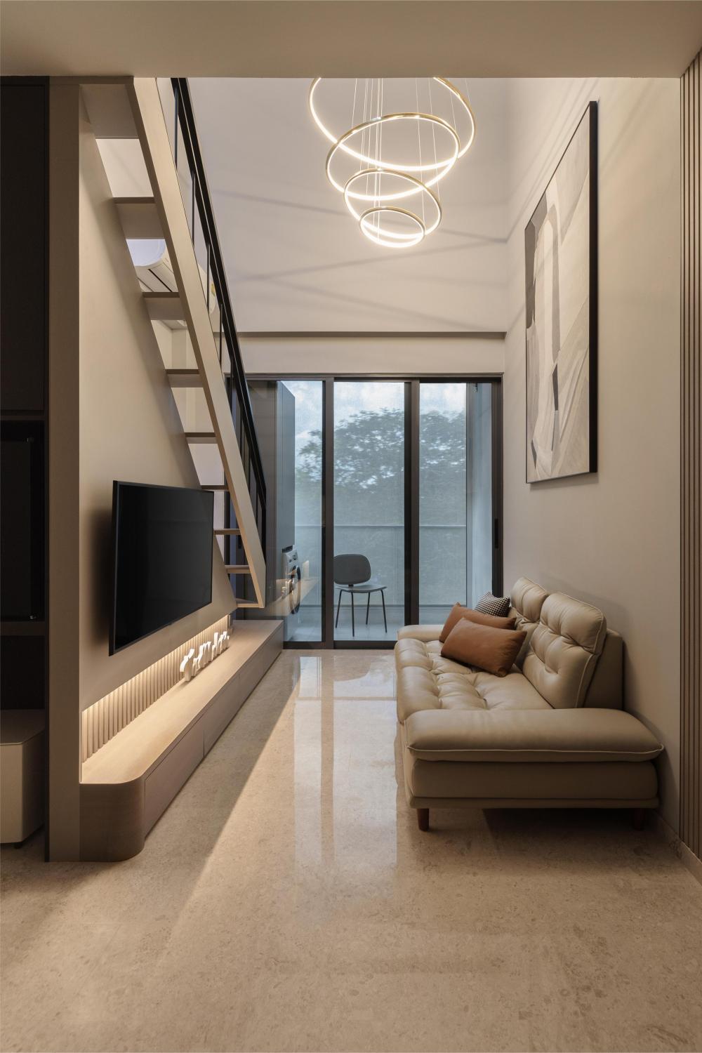Modern Living Room with TV Console and TV
