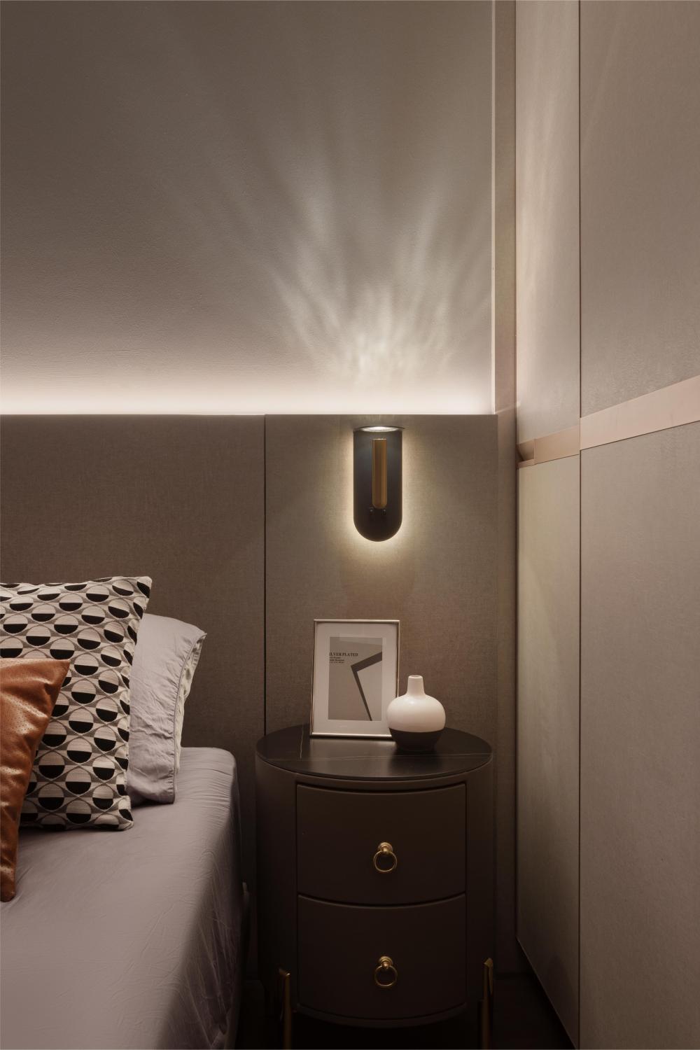 Modern Bedroom with Bedside Table and Bed