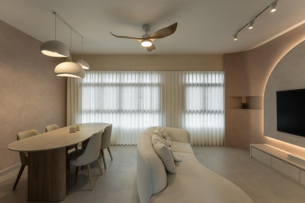 Contemporary Living Room with TV Console and Feature Wall