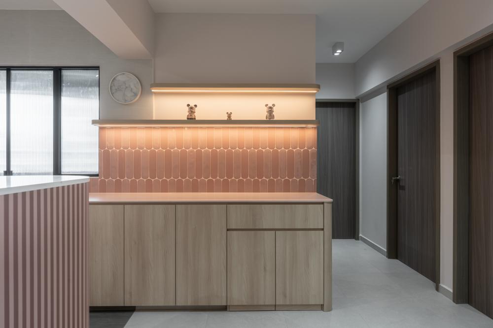 Contemporary Kitchen with Countertop and Homogeneous Tiles