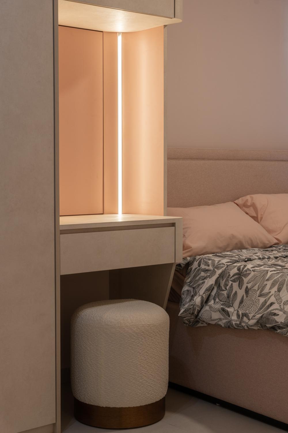 Contemporary Bedroom with Homogeneous Tiles and Wardrobe