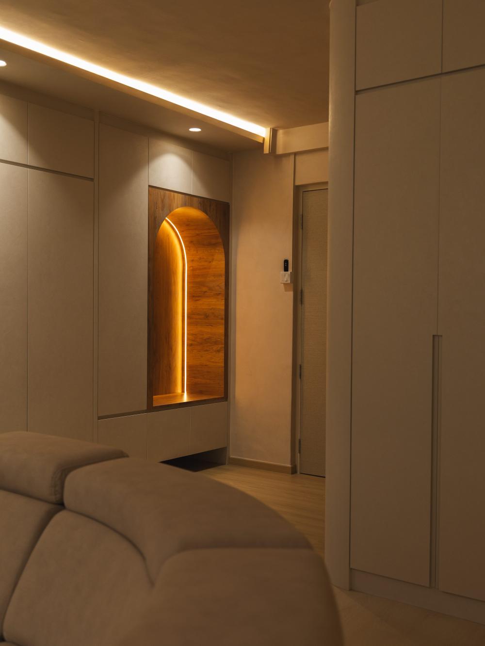 Minimalist Foyer with Artwork and Console Table