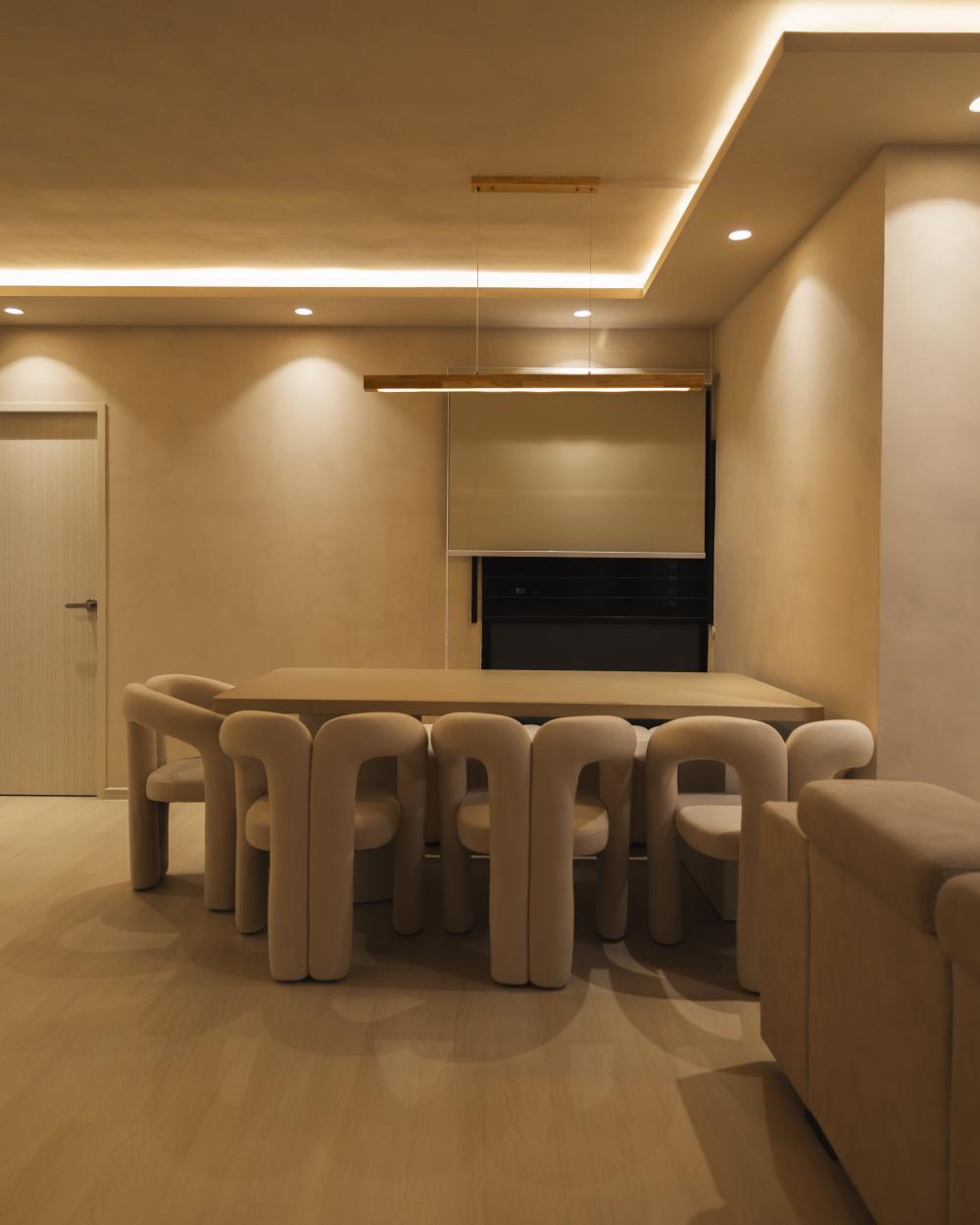 Minimalist Dining Room with Dining Table and Console Table