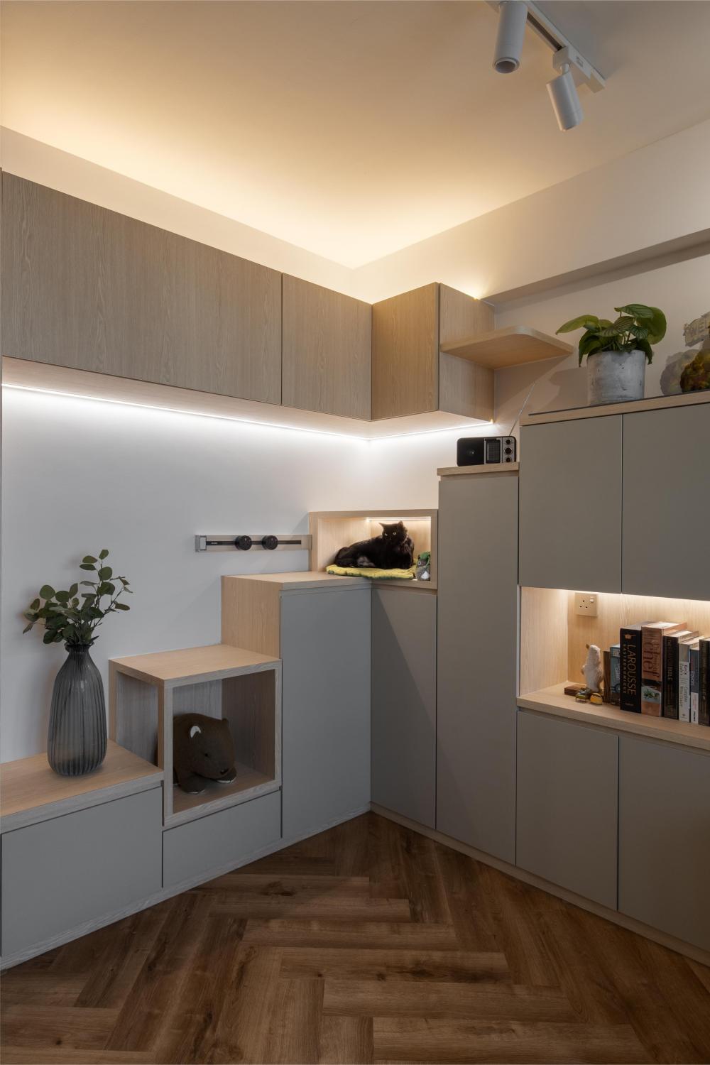 Modern Living Room with Storage Cabinets and Small Storage
