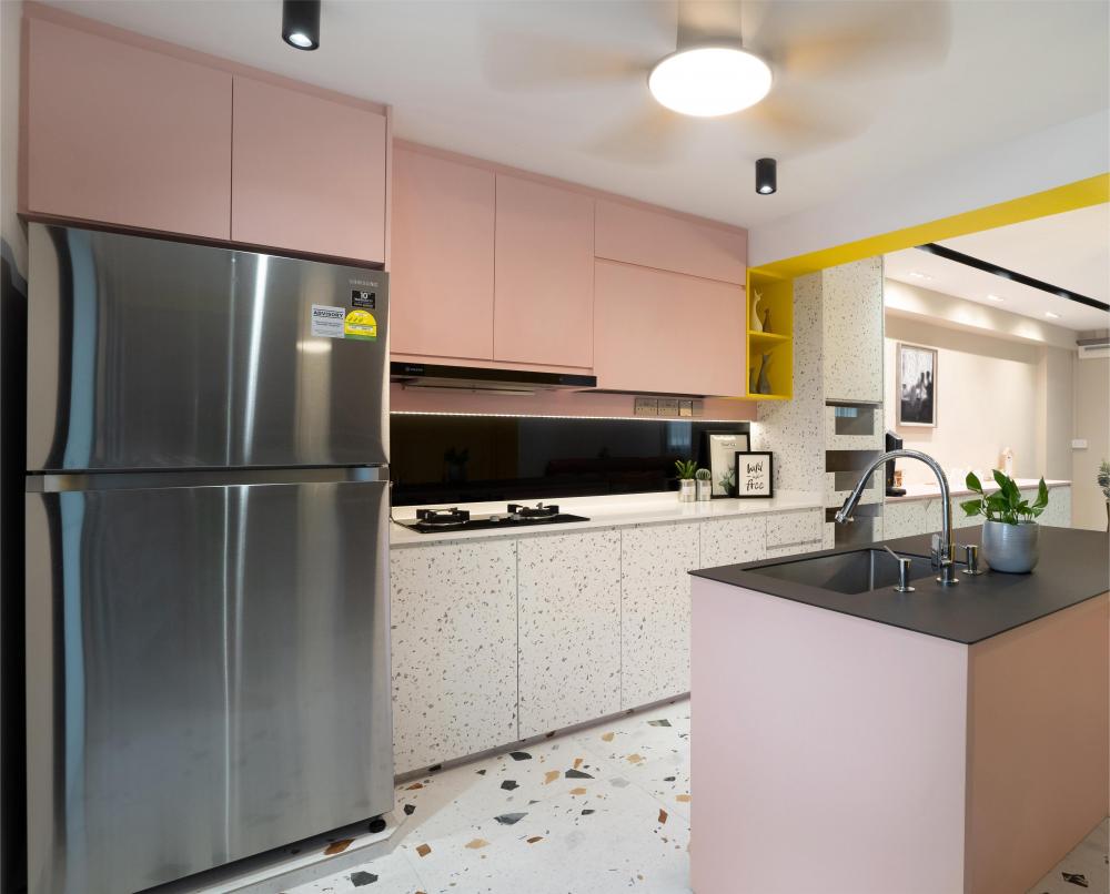 Contemporary Kitchen with Countertop and Kitchen Island