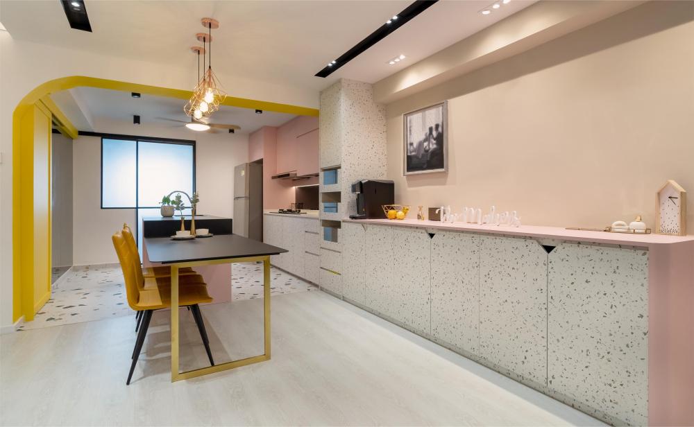 Contemporary Pantry with Kitchen Island and Drinkware
