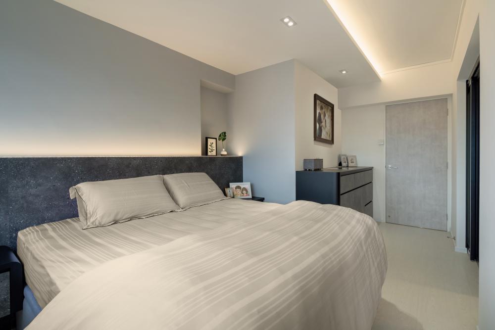 Contemporary Bedroom with Bed and Lighting