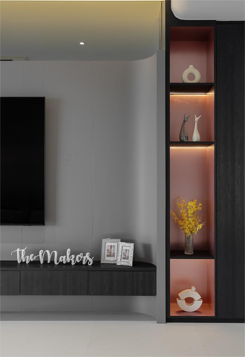 Modern Living Room with TV Console and TV