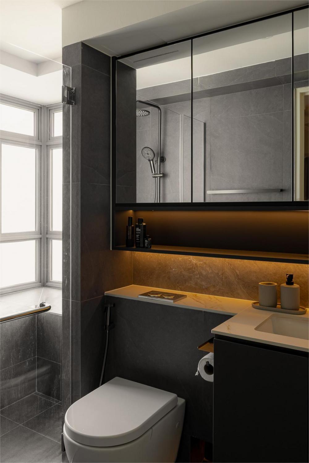 Modern Bathroom with Countertop and Bathroom Storage