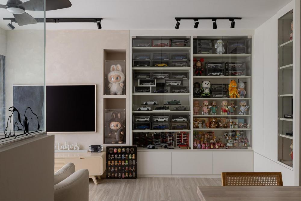 Modern Living Room with TV Console and Display Cabinets